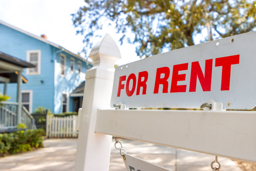 A for rent sign in front of a home someone inherited in North Carolina