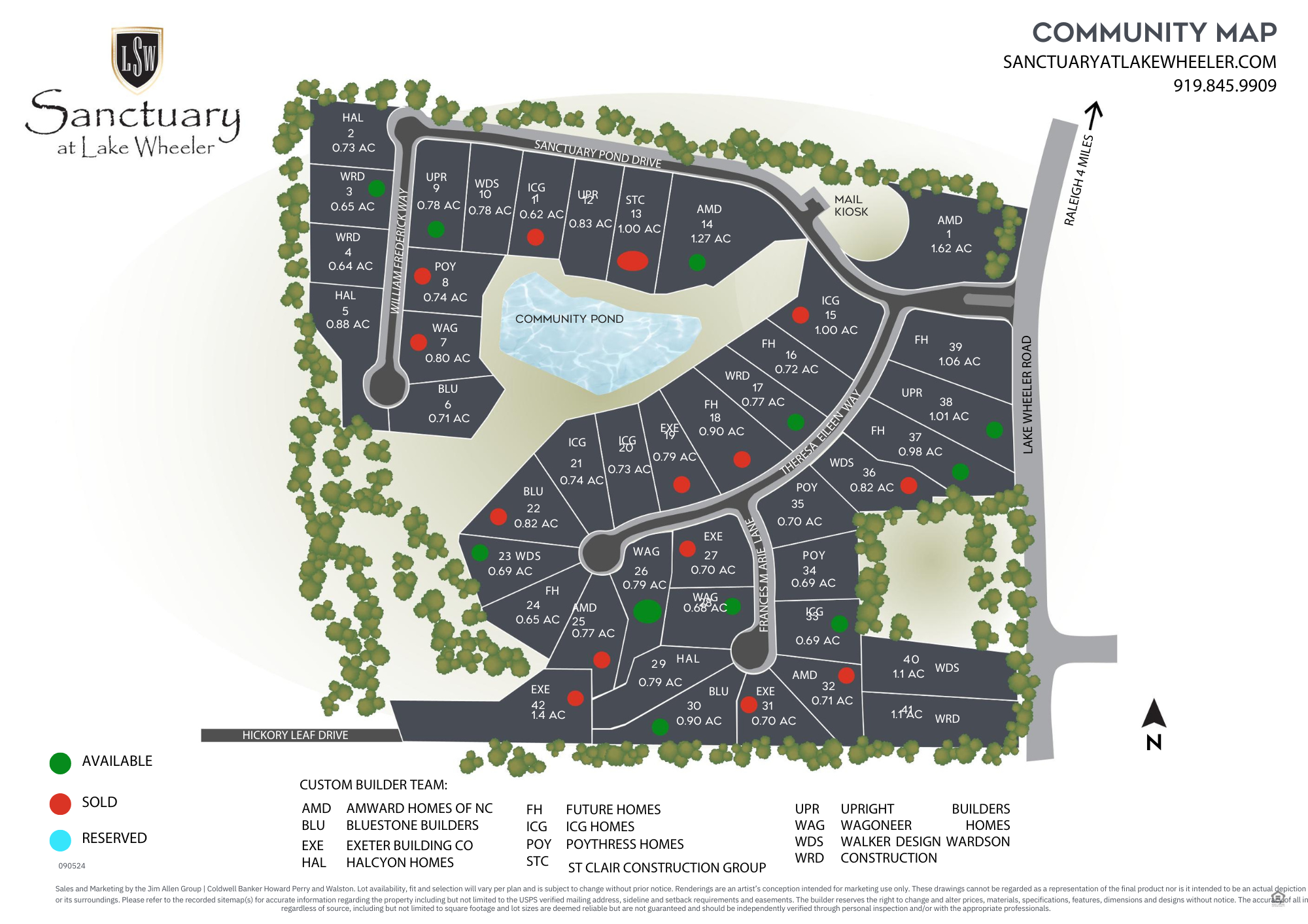 Sanctuary at Lake Wheeler Site Map