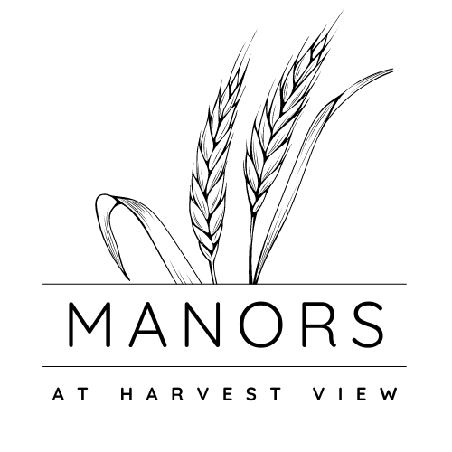 Manors at Harvest view logo, which shows wheat stalks, on a transparent background