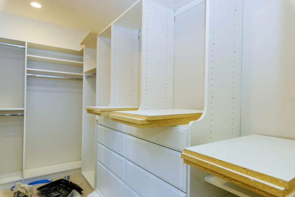 A closet renovation in process is a good option for repairs before you sell