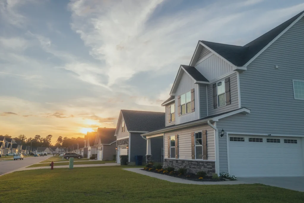 A row of new homes in North Carolina